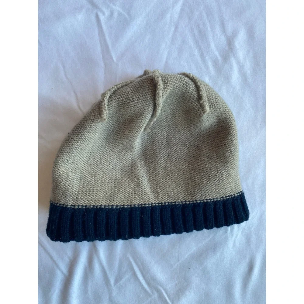 Lyle & Scott Kids Colorblock Ribbed Cuff PREPPY Beanie Size OS Tan Navy